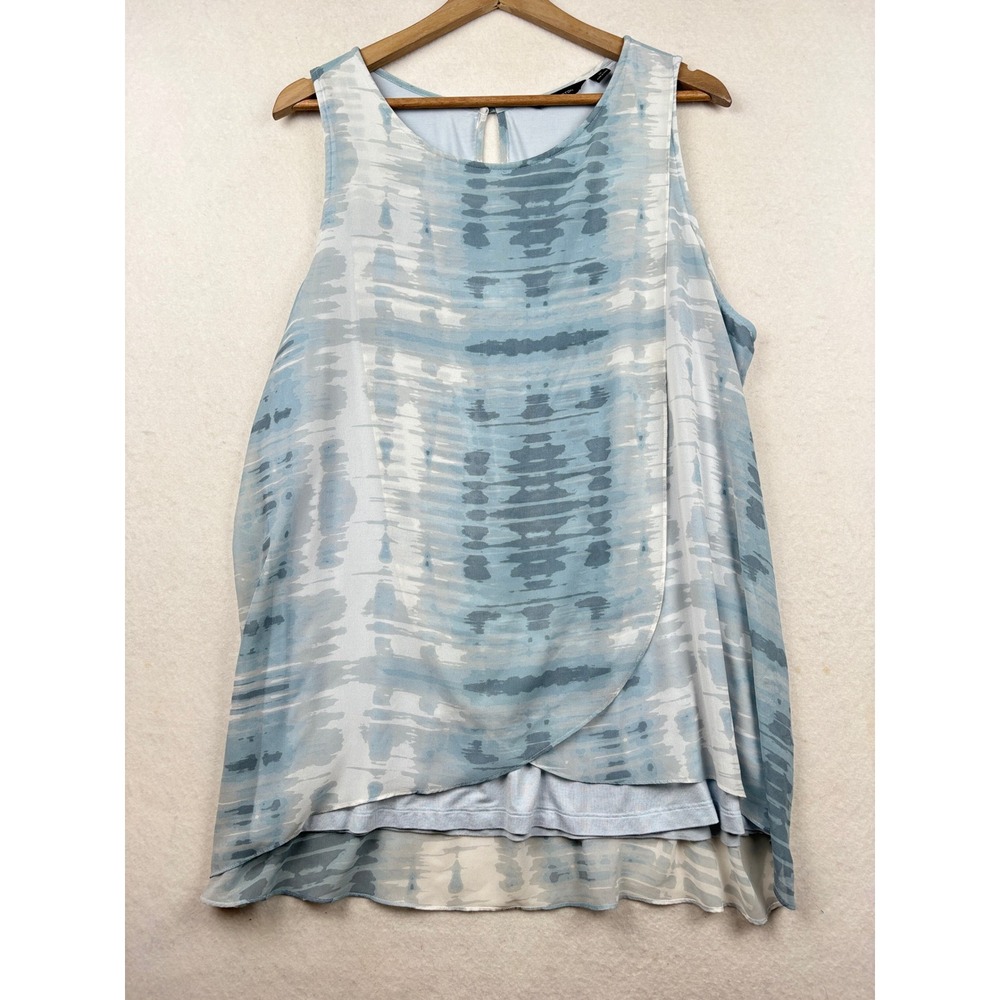 H by Halston Sleeveless Top Womens 1X Layered Tulip‎ Hem Contemporary